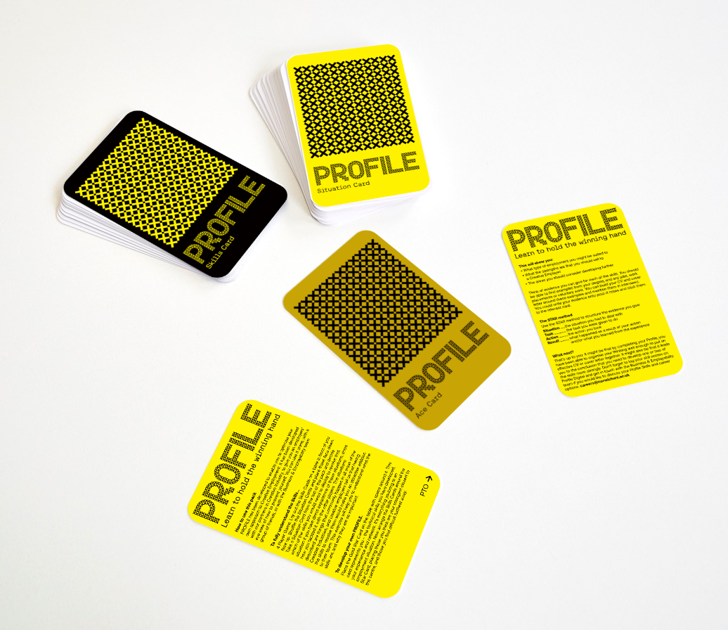 The complete set of PROFILE cards seen from the back