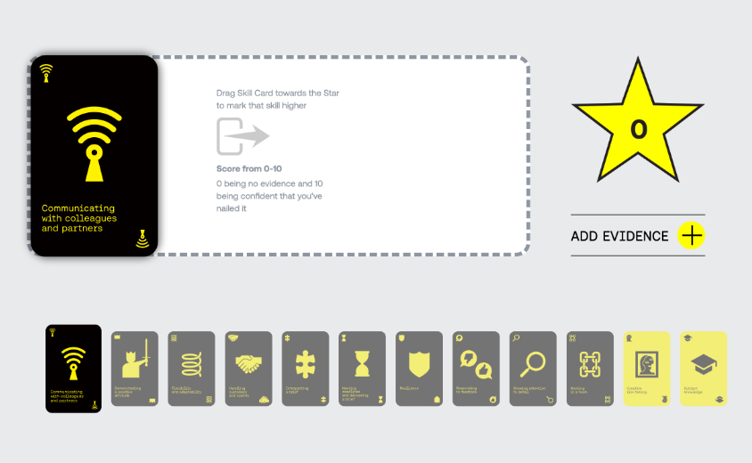 Screenshot showing how to rate the PROFILE Working in a team soft skill